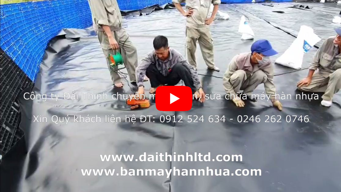 Video Máy hàn bạt hdpe ao tròn nổi nuôi tôm
